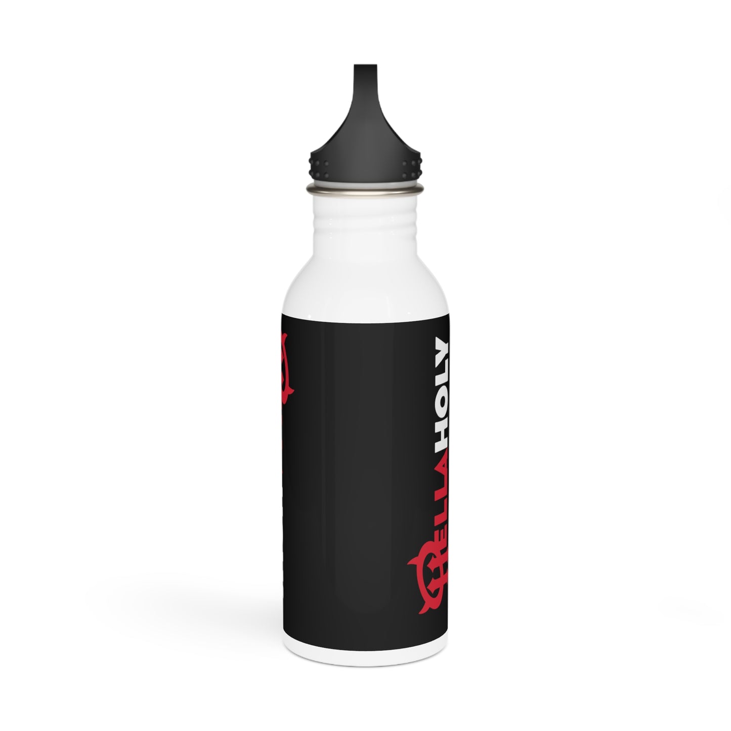 Stainless Steel Water Bottle : HellaHoly Logo (HH02) - Black w/ White & Red print