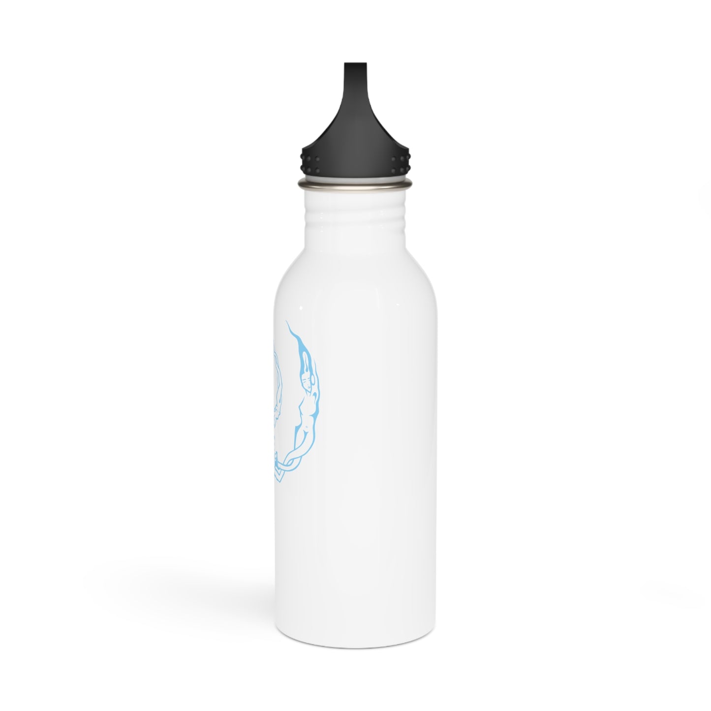 Stainless Steel Water Bottle : Swirlpeople - White w/ Light blue print