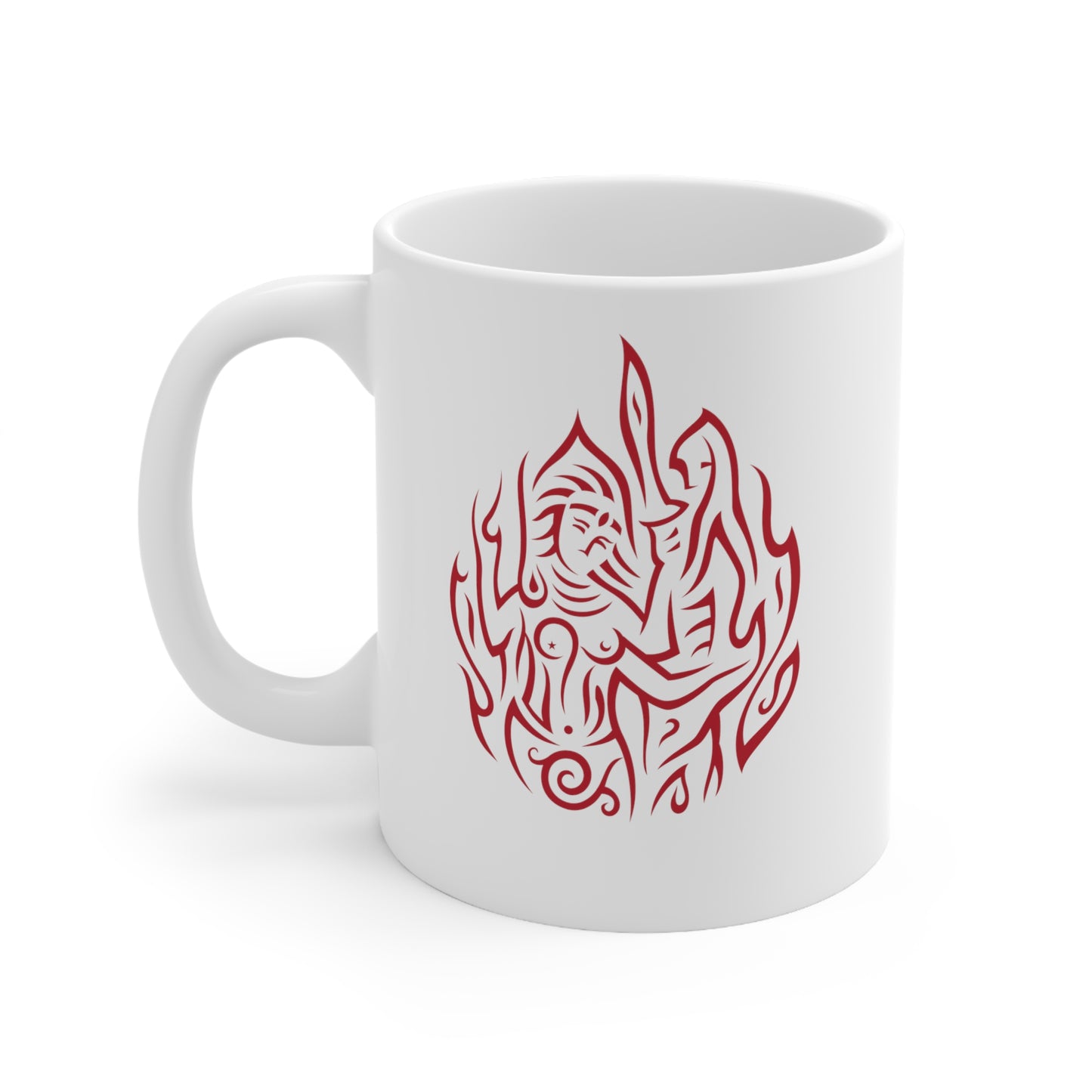 Ceramic Mug 11oz : Drop o' Fire - White w/ Red print