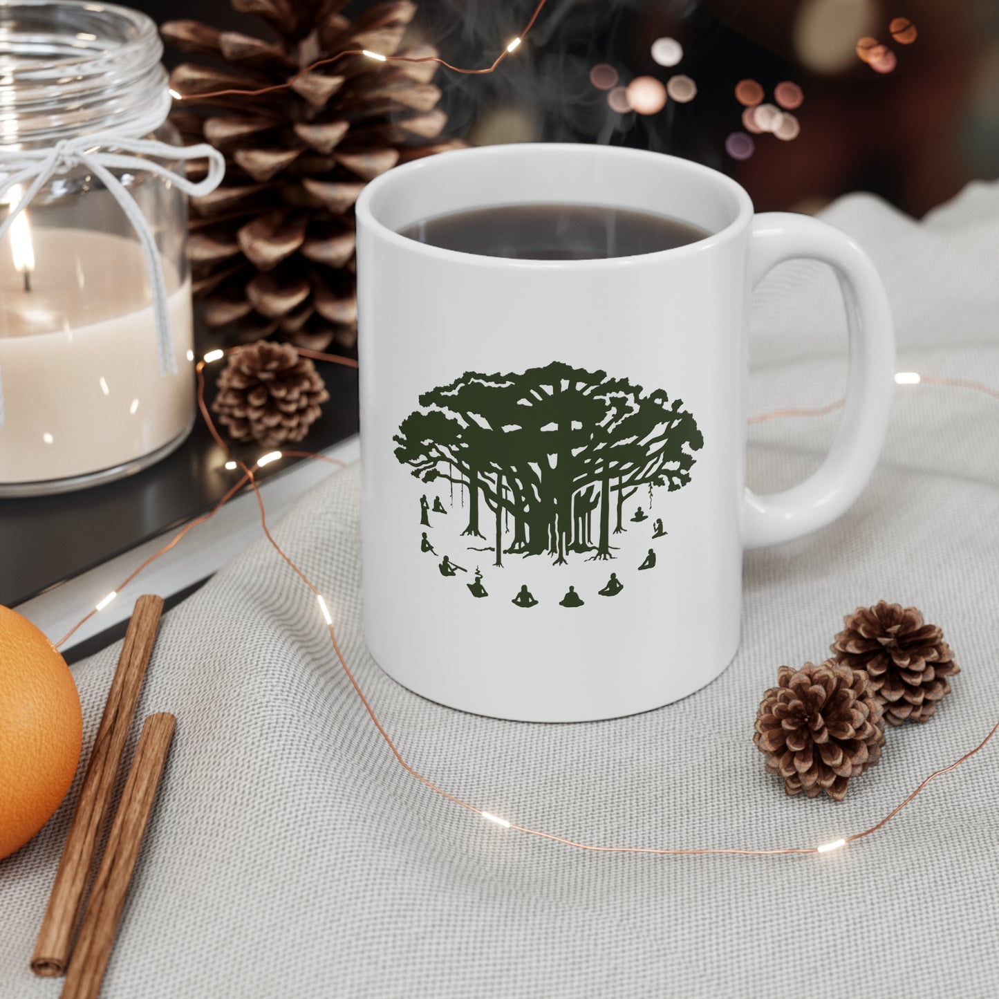 Ceramic Mug 11oz : Communitree - White w/ Green print