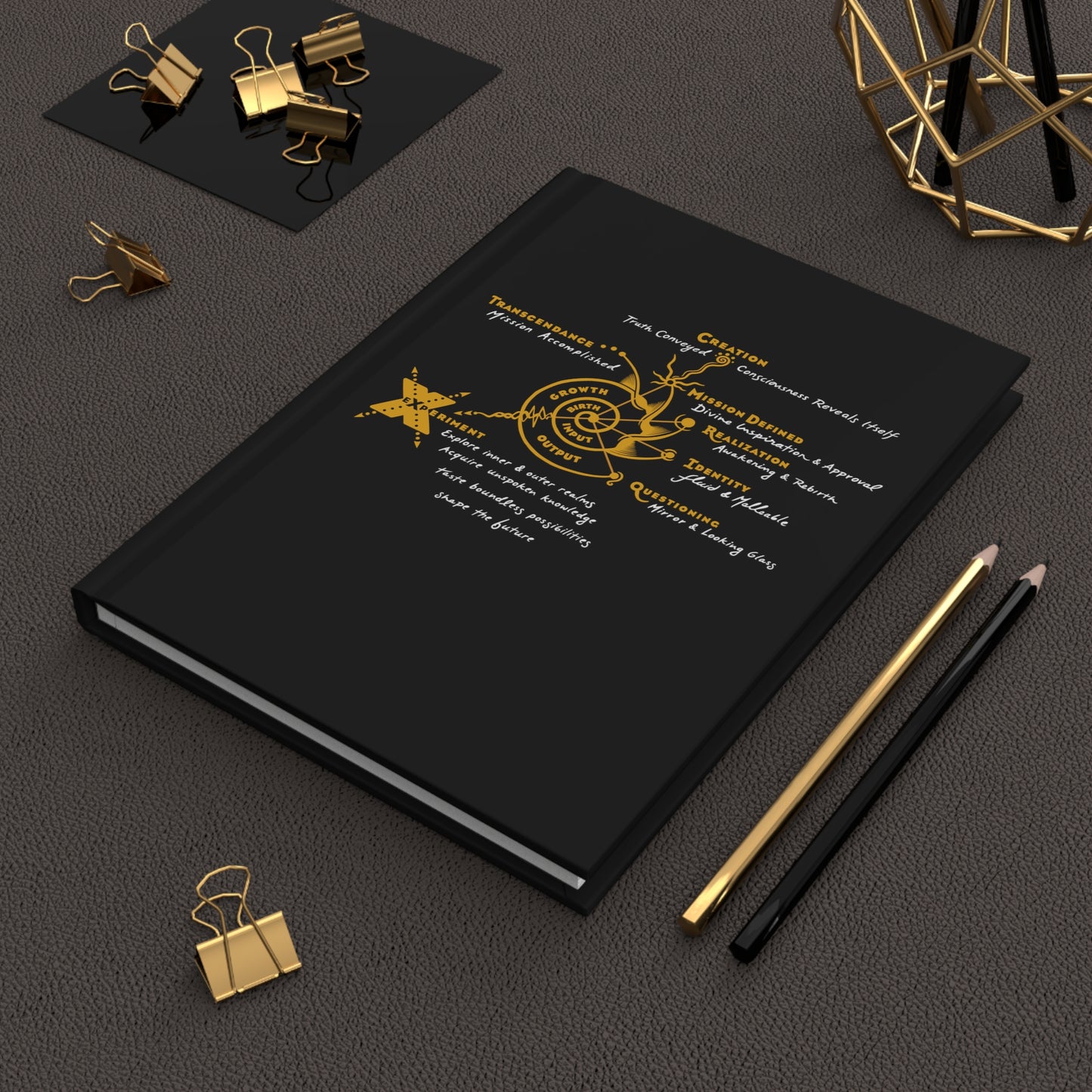 Hardcover Journal Matte : Growth - Black w/ gold & White