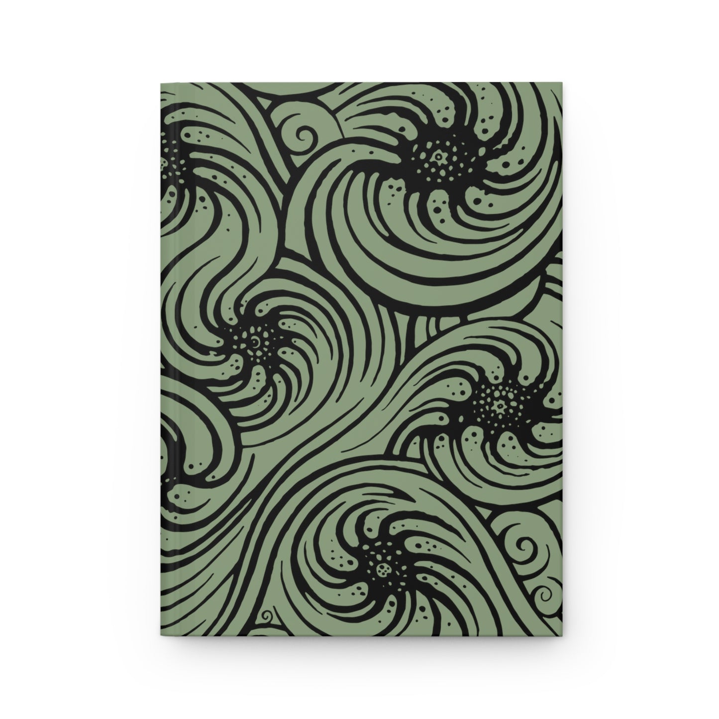 Hardcover Journal Matte : Cosmic Flow - Sage w Black