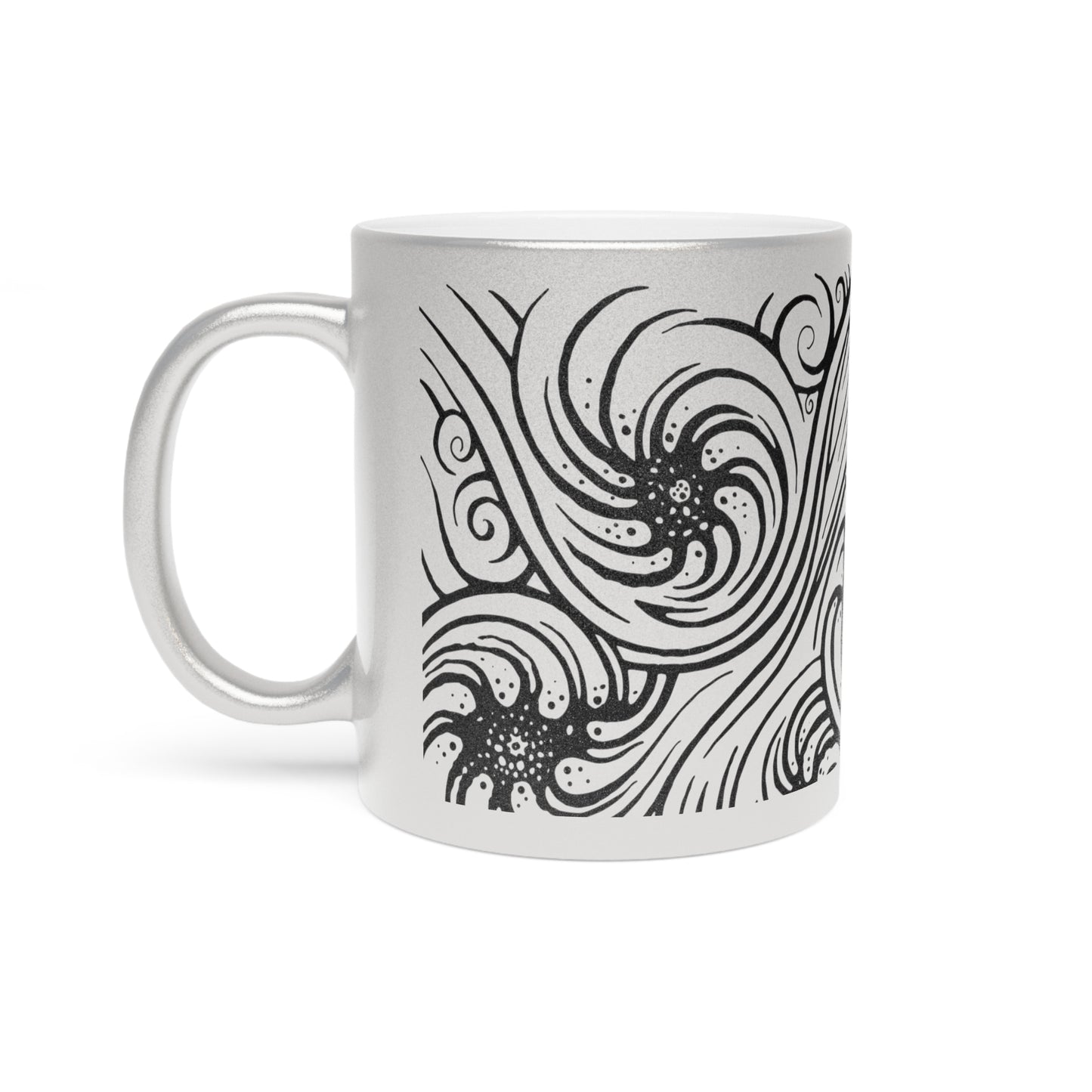 Metallic Mug (Silver\Gold) - Cosmic Swirl - Black print
