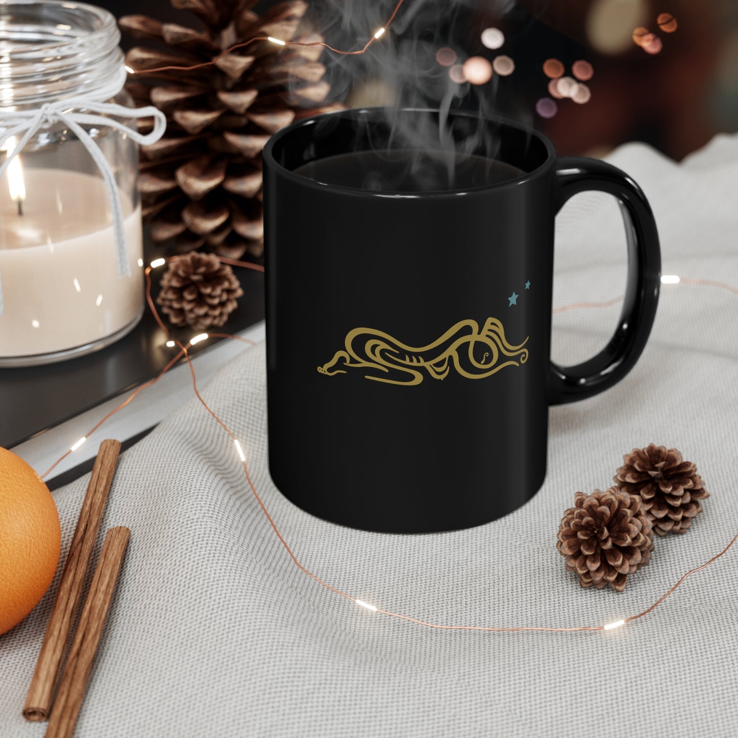 Black Mug 11oz : Zoga - Black w/ Gold print