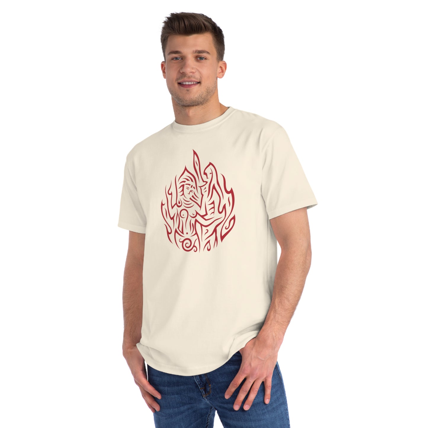 Organic Classic T-Shirt : Drop o' Fire - Red print