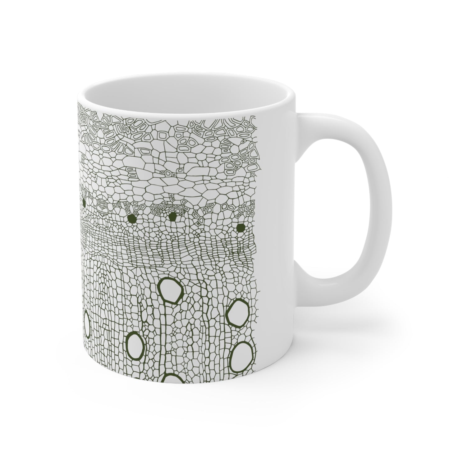 Ceramic Mug 11oz : Hemp Cell - White w/ Olive