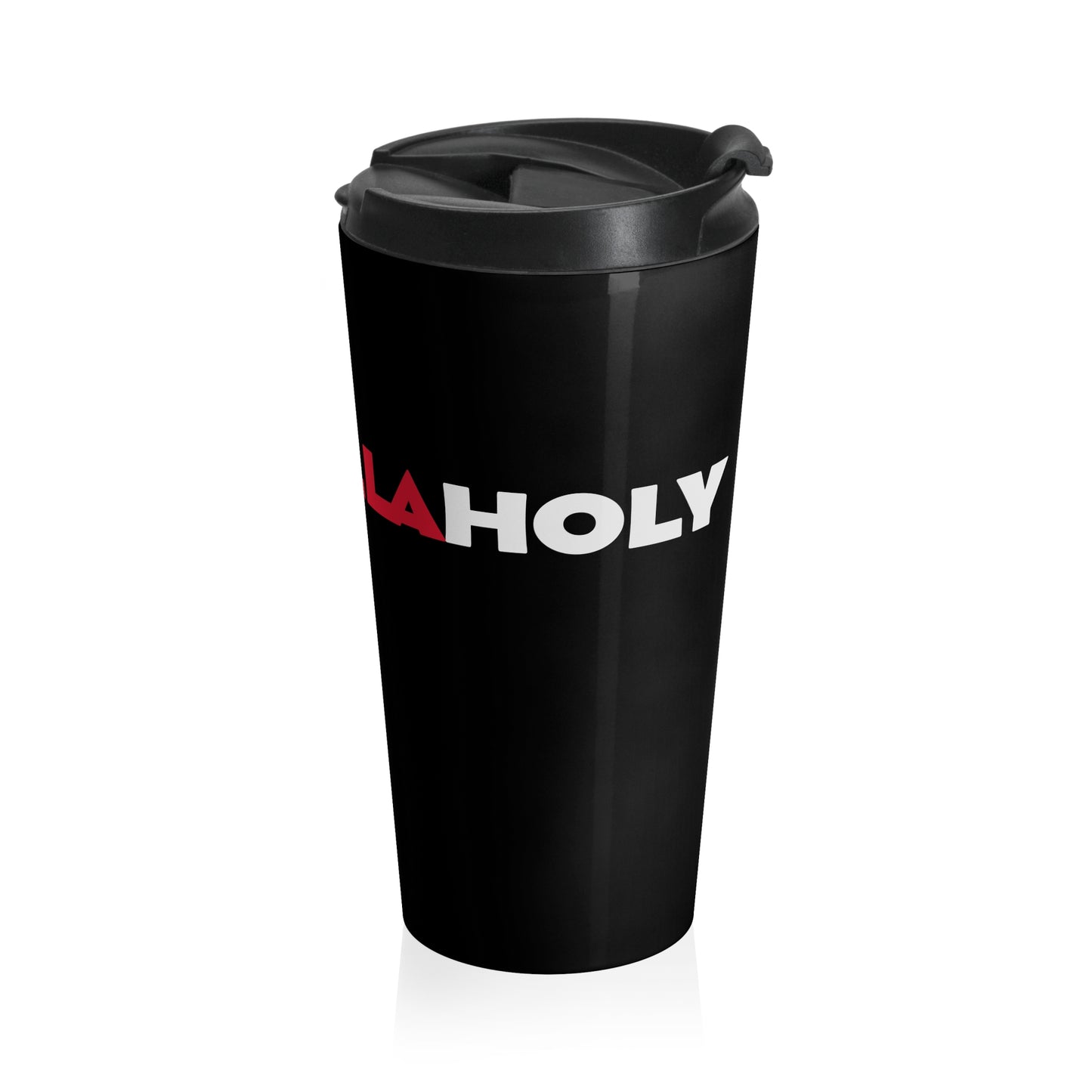 Stainless Steel Travel Mug : HellaHoly Logo (HH02) - Black with Red & White print