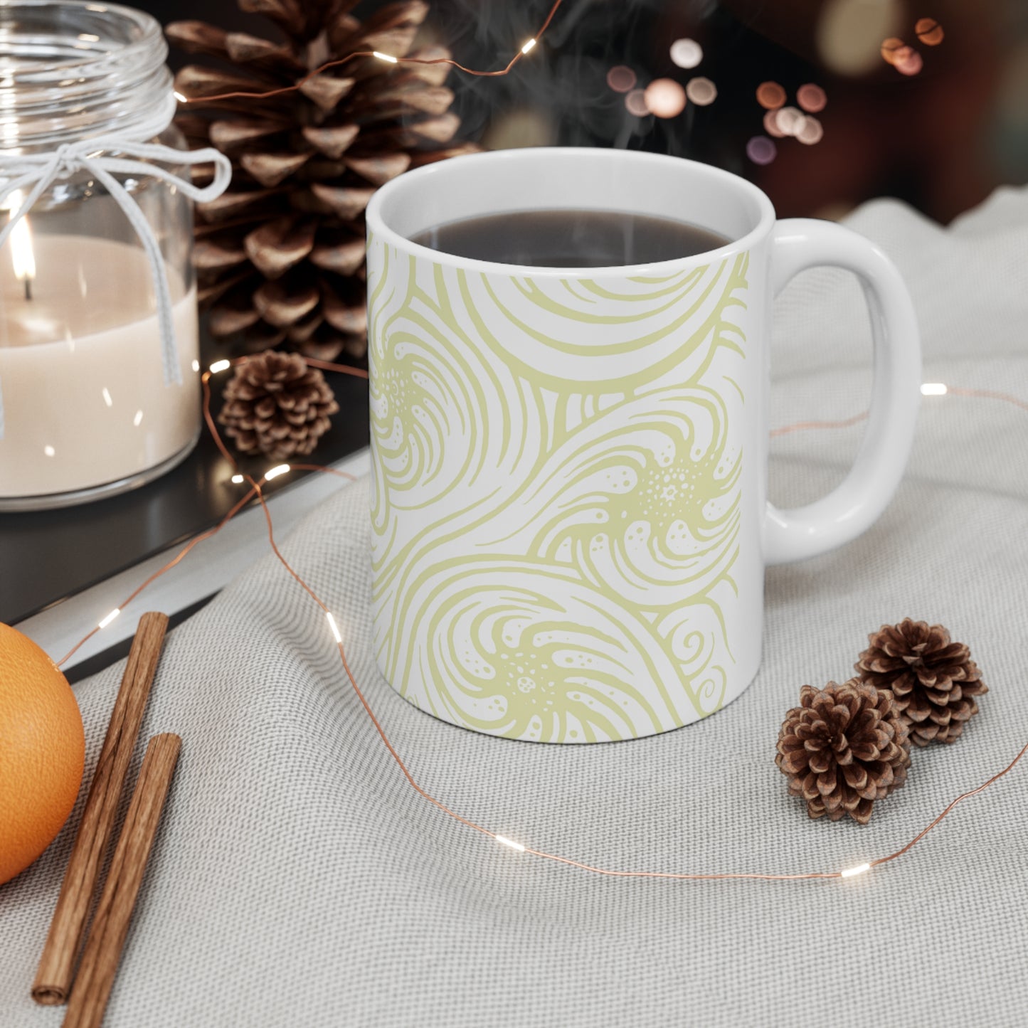 Ceramic Mug 11oz : Cosmic Swirl - White w/ Cream