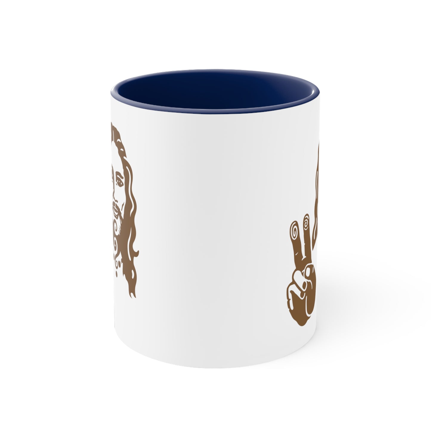 Accent Coffee Mug, 11oz : Peace Jesus x2 - Bronze print