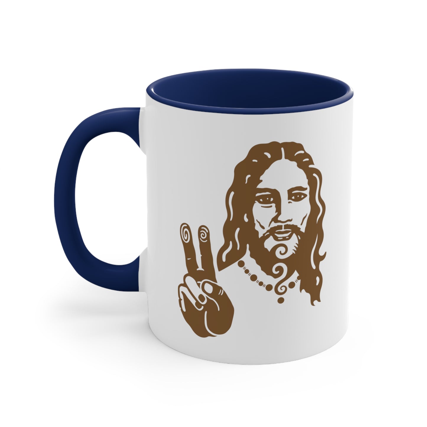 Accent Coffee Mug, 11oz : Peace Jesus x2 - Bronze print