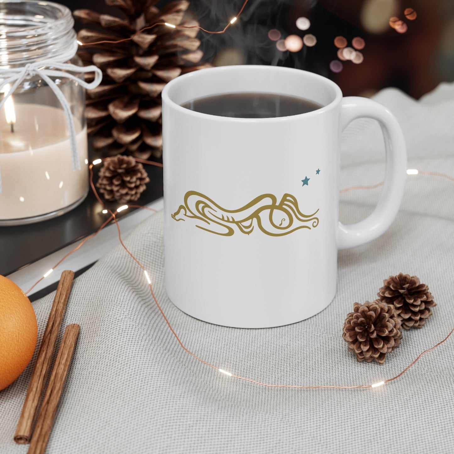 Ceramic Mug 11oz : Zoga - White w/ Gold