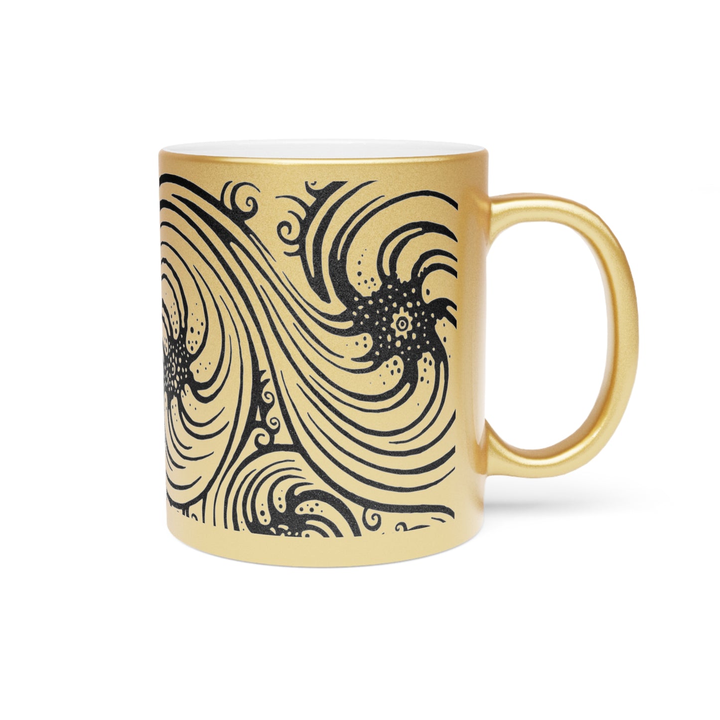 Metallic Mug (Silver\Gold) - Cosmic Swirl - Black print