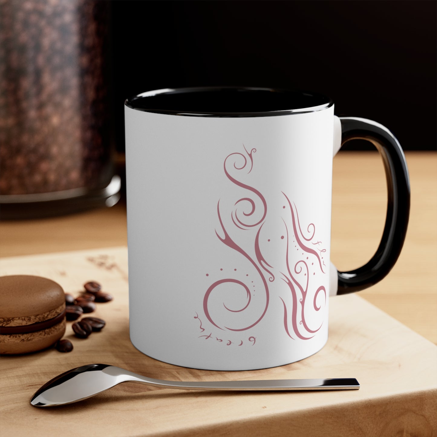 Accent Coffee Mug, 11oz : Breathe n Flow - Mauve print