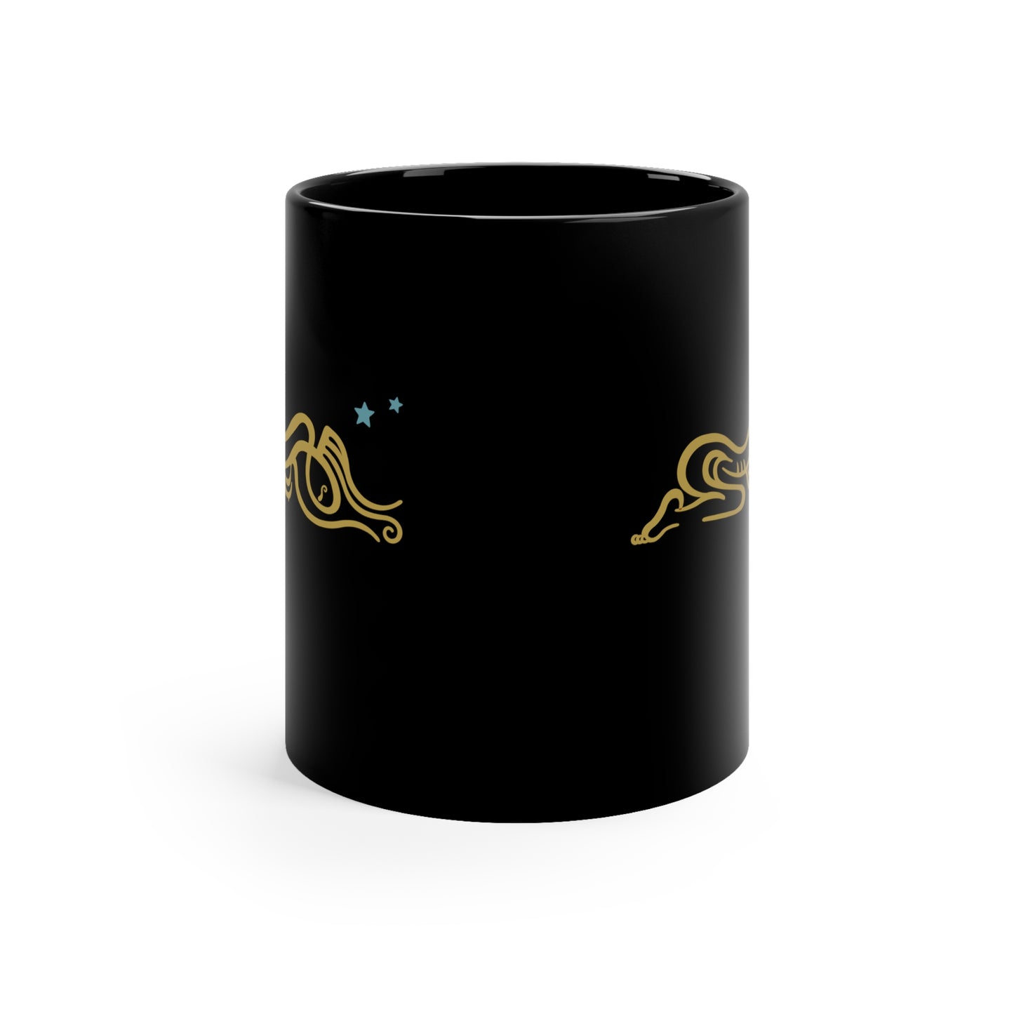 Black Mug 11oz : Zoga - Black w/ Gold print