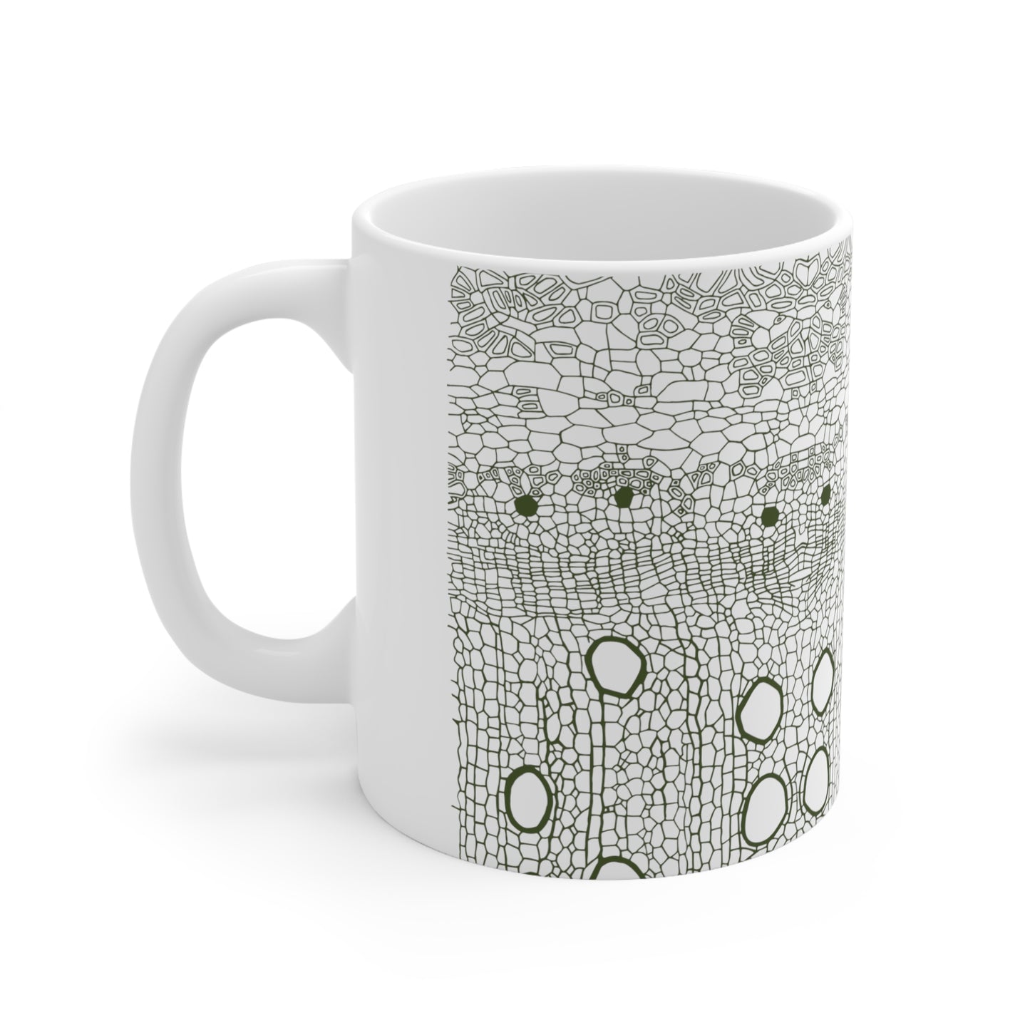Ceramic Mug 11oz : Hemp Cell - White w/ Olive