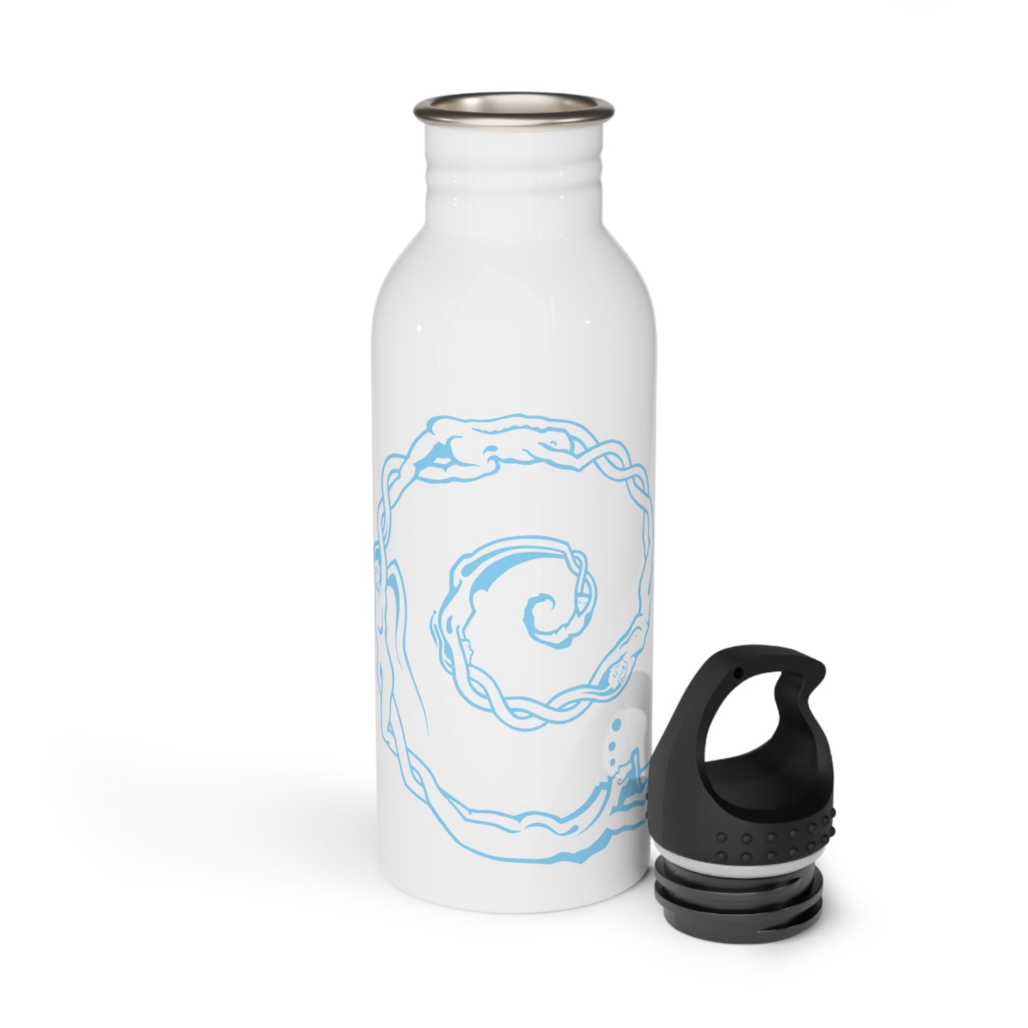 Stainless Steel Water Bottle : Swirlpeople - White w/ Light blue print