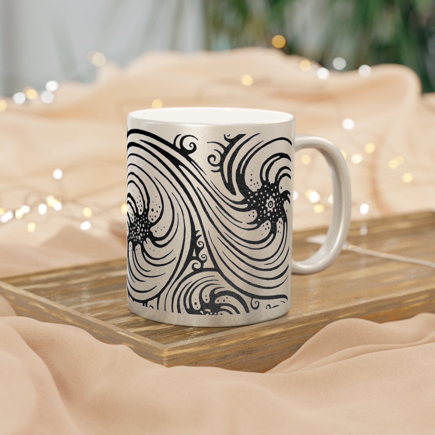 Metallic Mug (Silver\Gold) - Cosmic Swirl - Black print