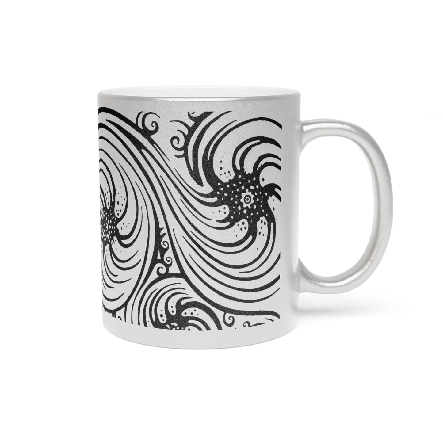 Metallic Mug (Silver\Gold) - Cosmic Swirl - Black print