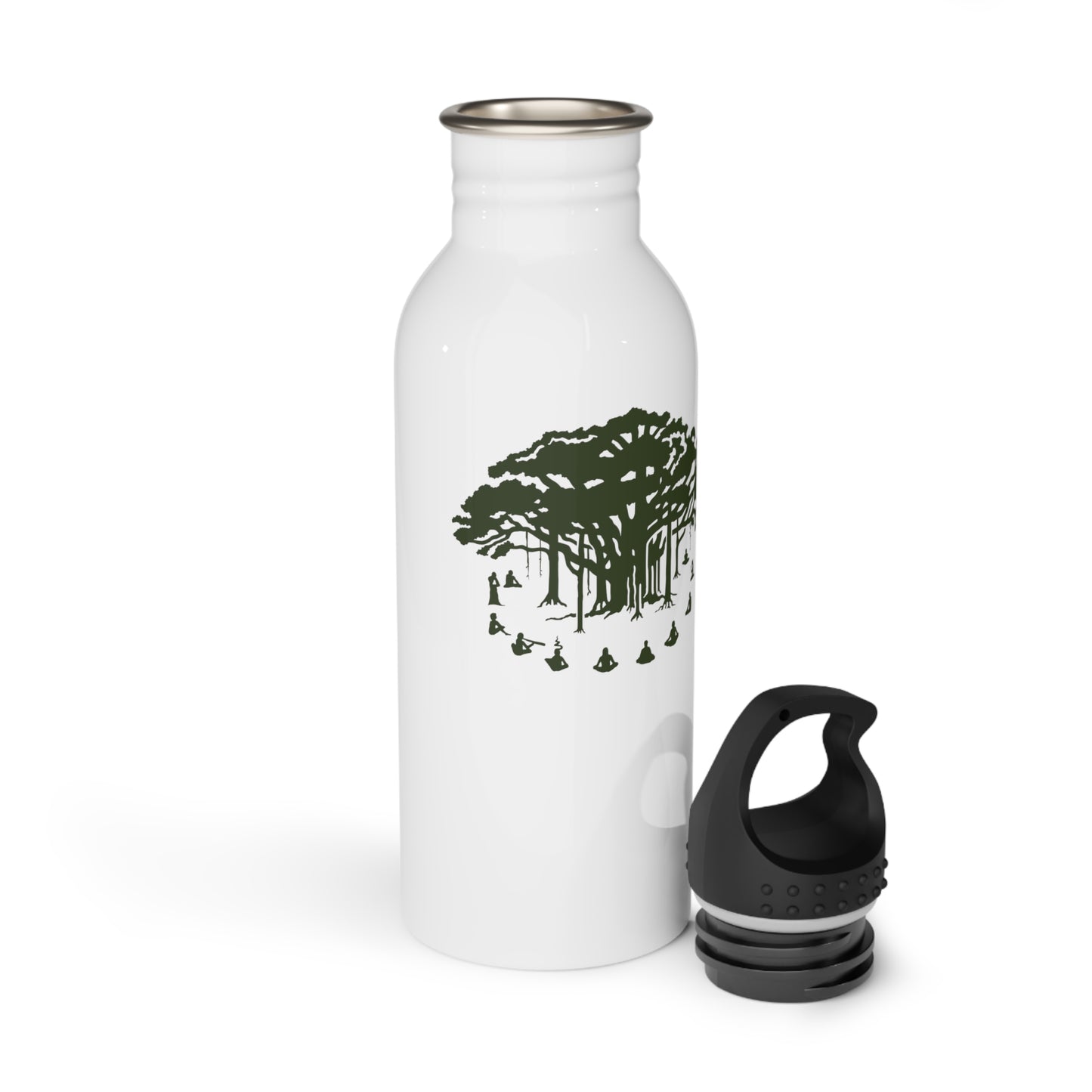 Stainless Steel Water Bottle : Communitree - White w/ Dark Green print