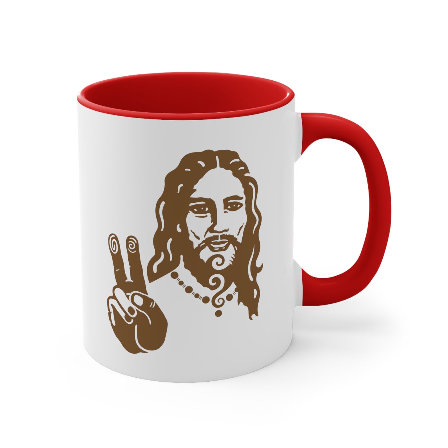 Accent Coffee Mug, 11oz : Peace Jesus x2 - Bronze print