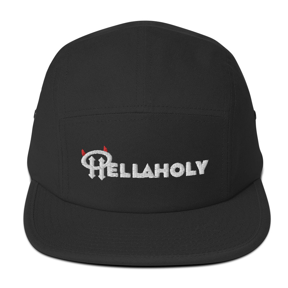 Five Panel Cap : HellaHoly™ Logo 02 - Red & White embroidery