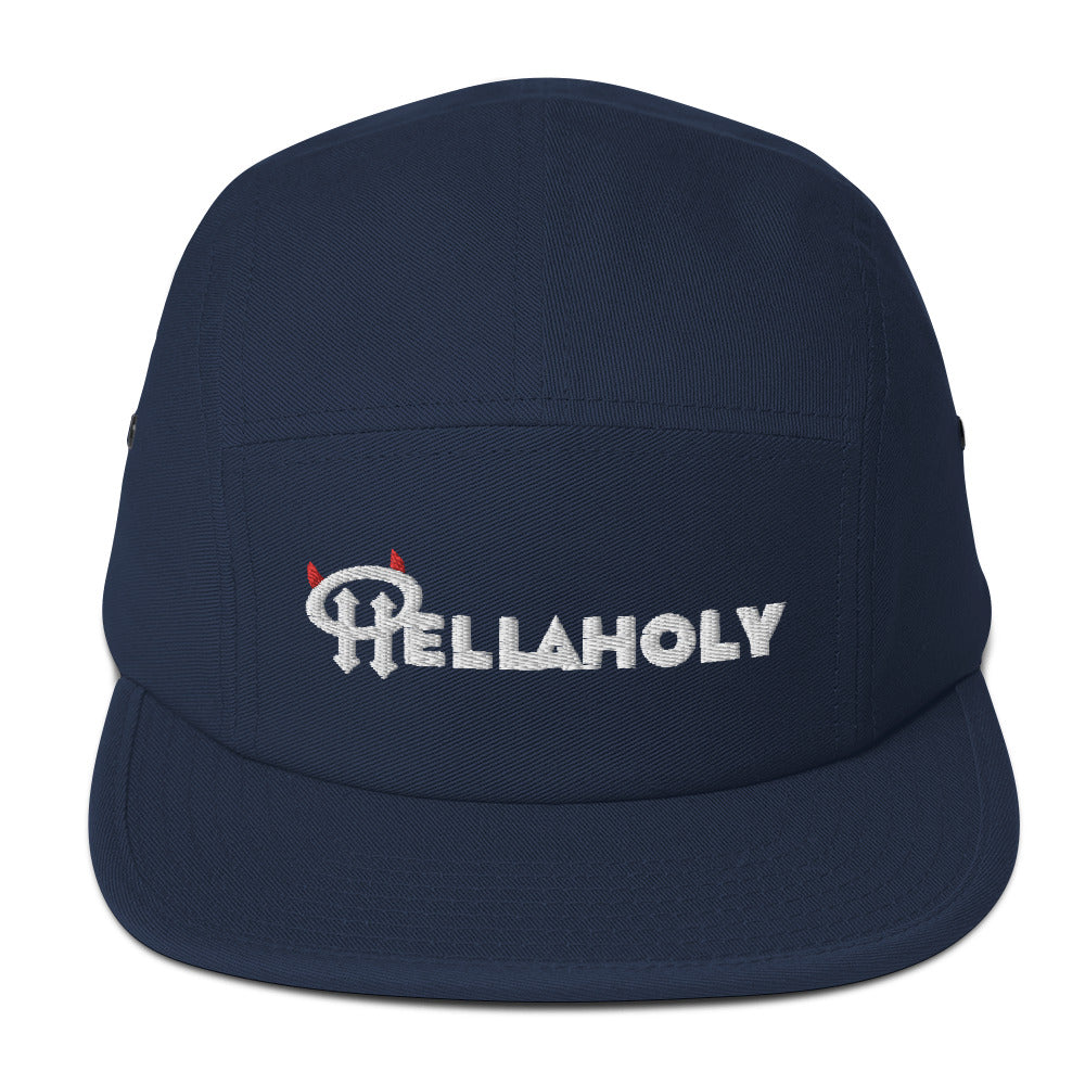 Five Panel Cap : HellaHoly™ Logo 02 - Red & White embroidery