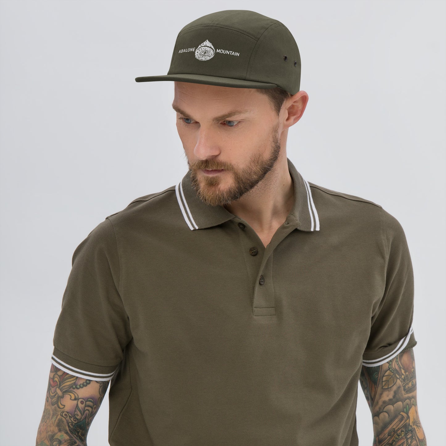 Five Panel Cap : Abalone white embroidery