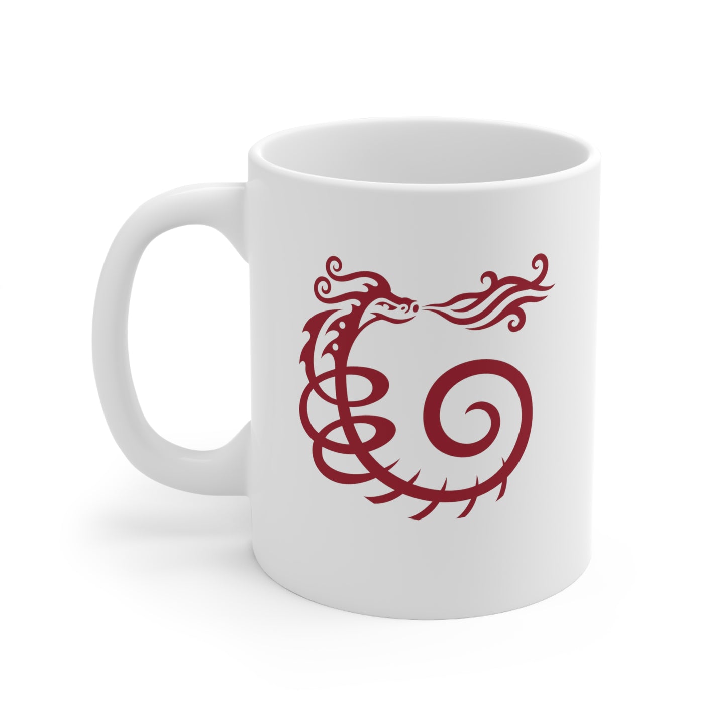 Ceramic Mug 11oz : Dragon - White w/ Red print