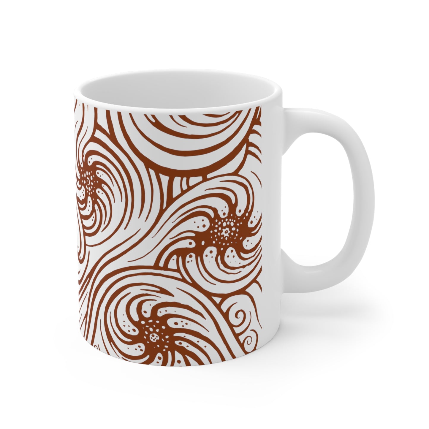 Ceramic Mug 11oz : Cosmic Swirl - White w/ Rust