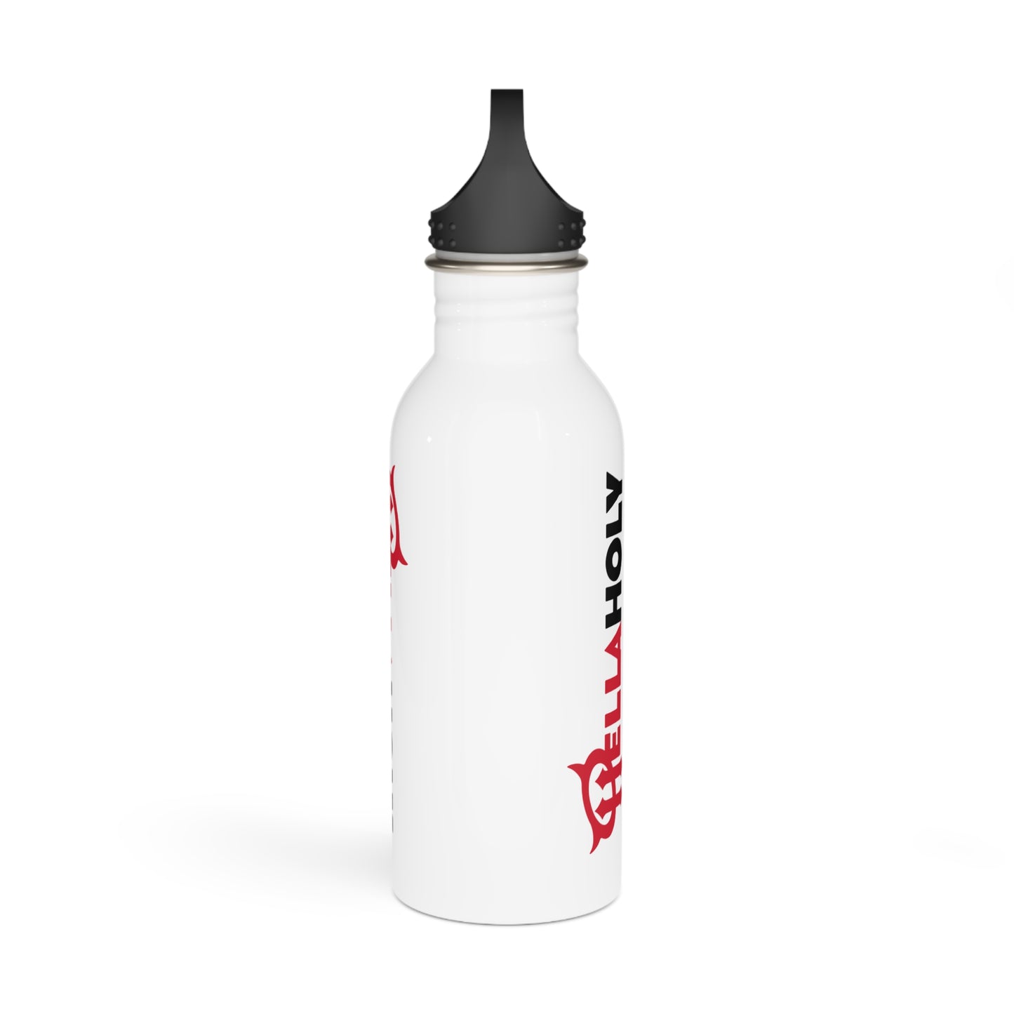Stainless Steel Water Bottle : HellaHoly Logo (HH02) - White w/ Black & Red print