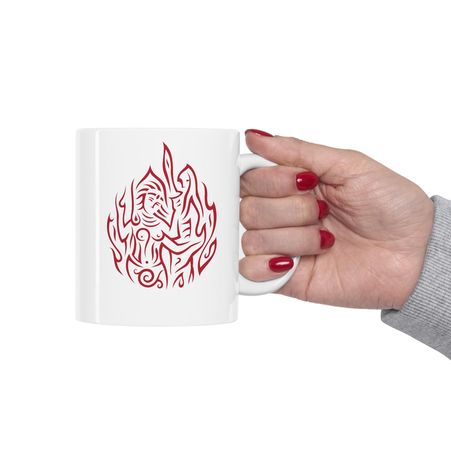 Ceramic Mug 11oz : Drop o' Fire - White w/ Red print