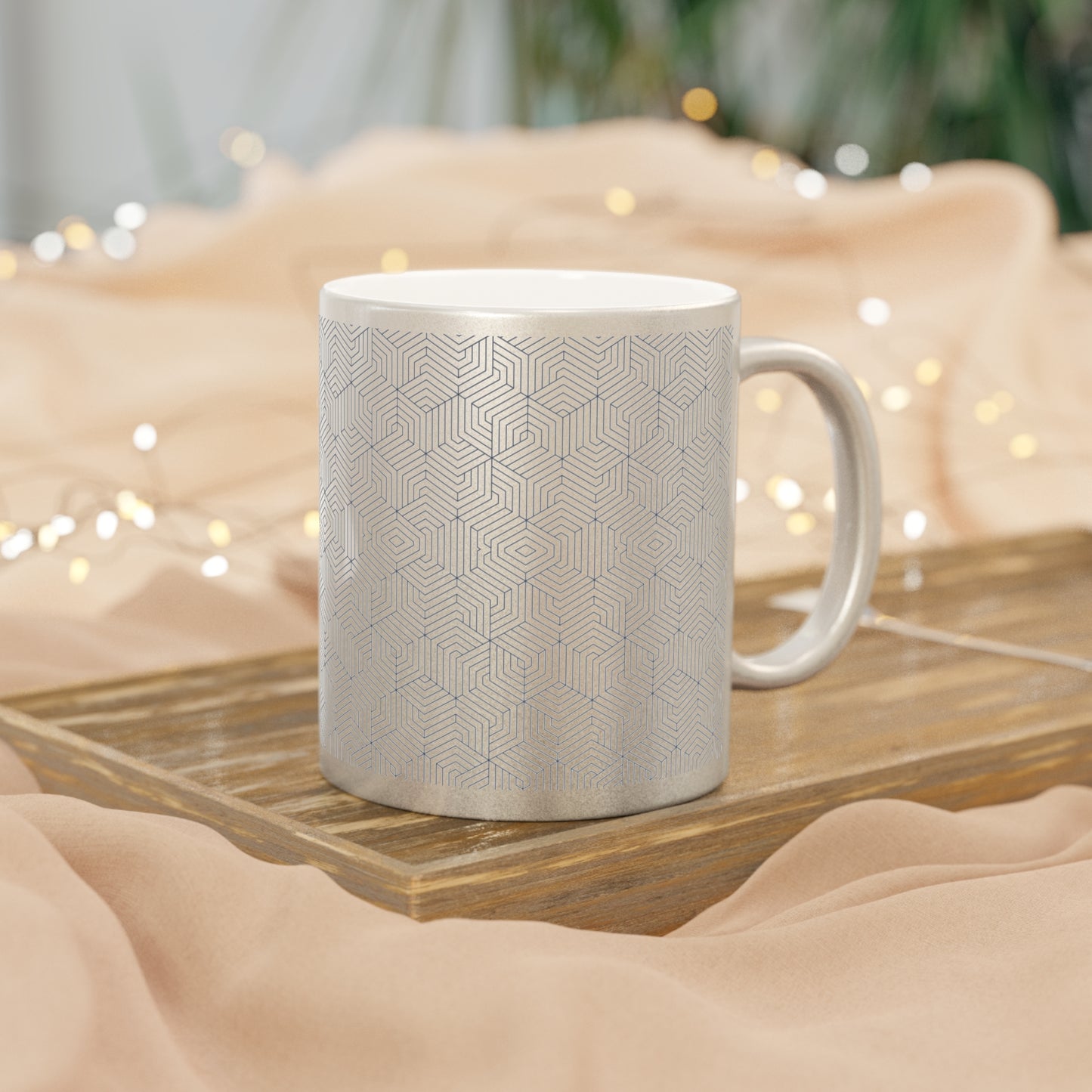 Metallic Mug (Silver\Gold) - Hexacubes - Bue Gray print