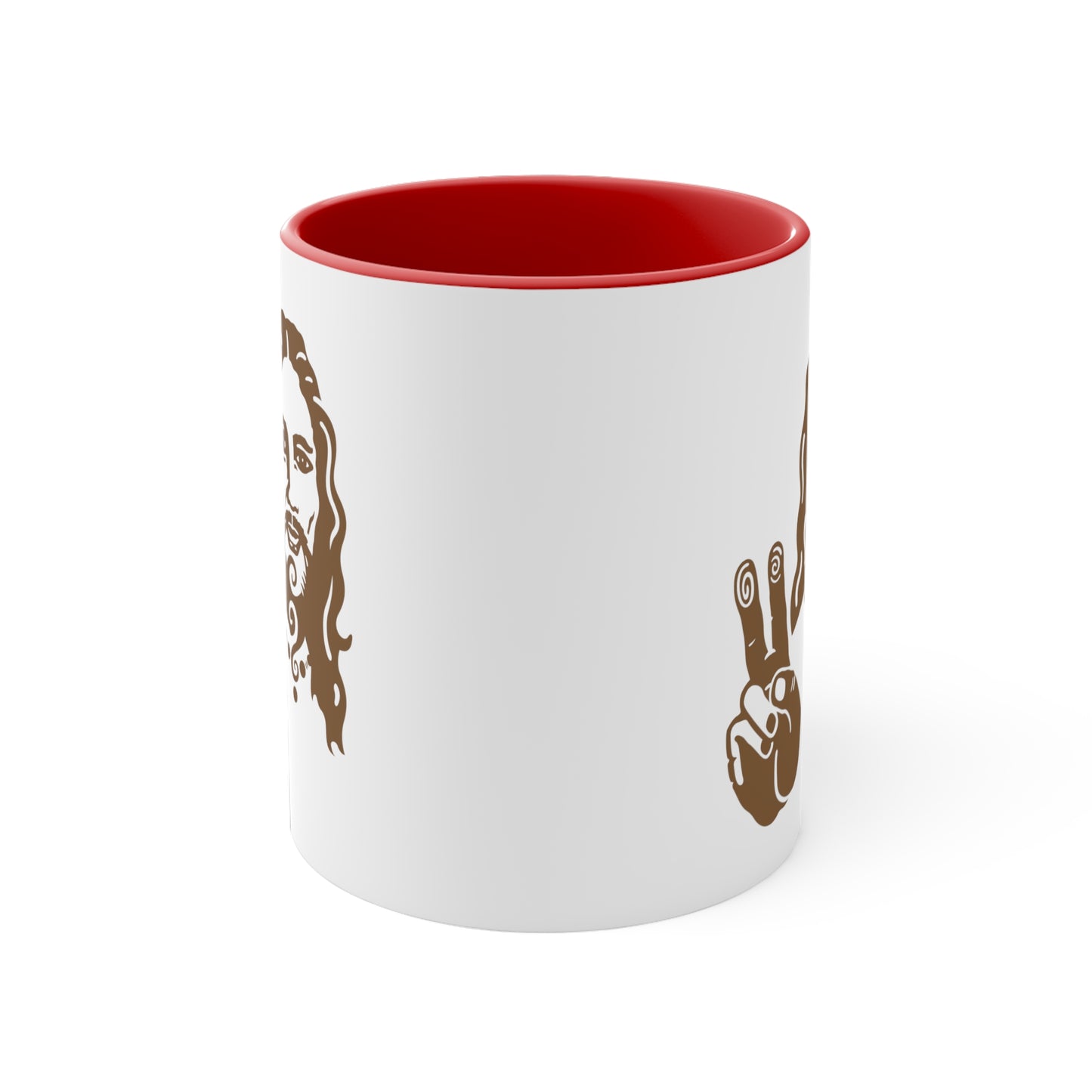 Accent Coffee Mug, 11oz : Peace Jesus x2 - Bronze print