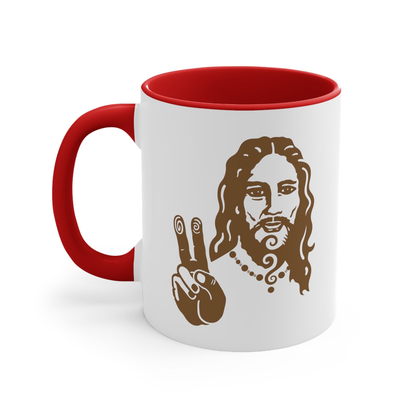 Accent Coffee Mug, 11oz : Peace Jesus x2 - Bronze print
