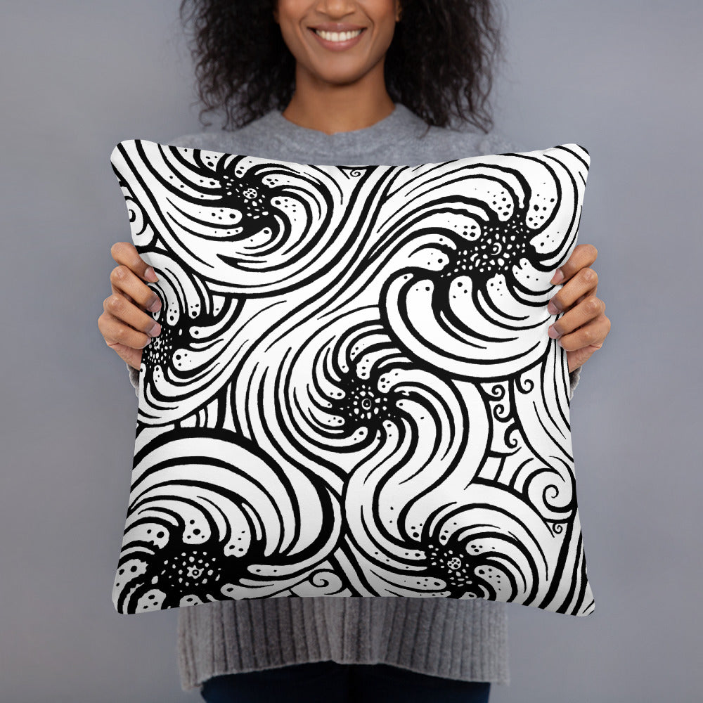Basic Pillow : Cosmic Swirl - White w/ Black print