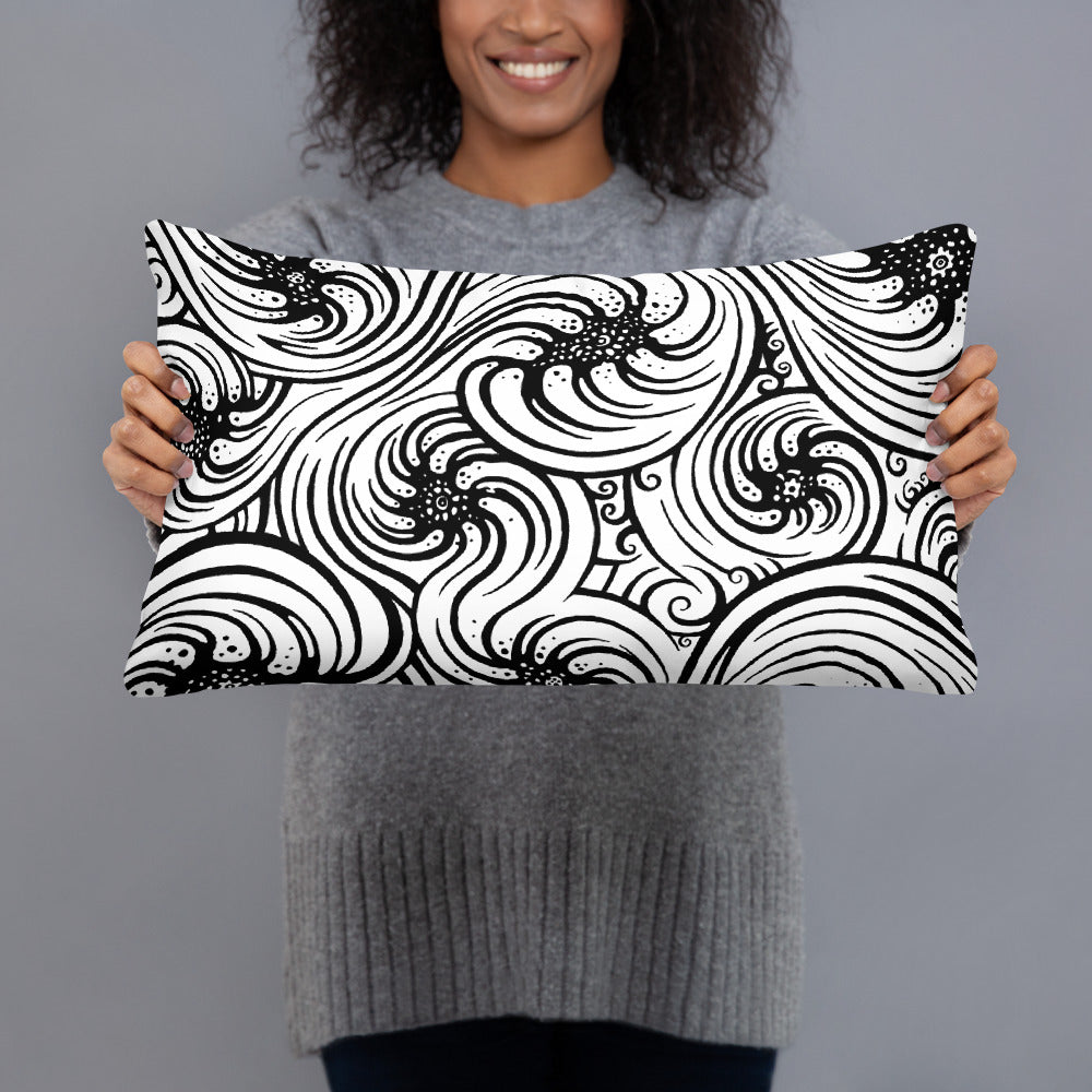 Basic Pillow : Cosmic Swirl - White w/ Black print