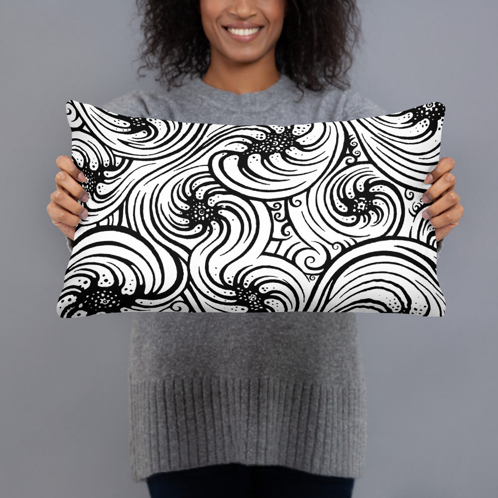 Basic Pillow : Cosmic Swirl - White w/ Black print