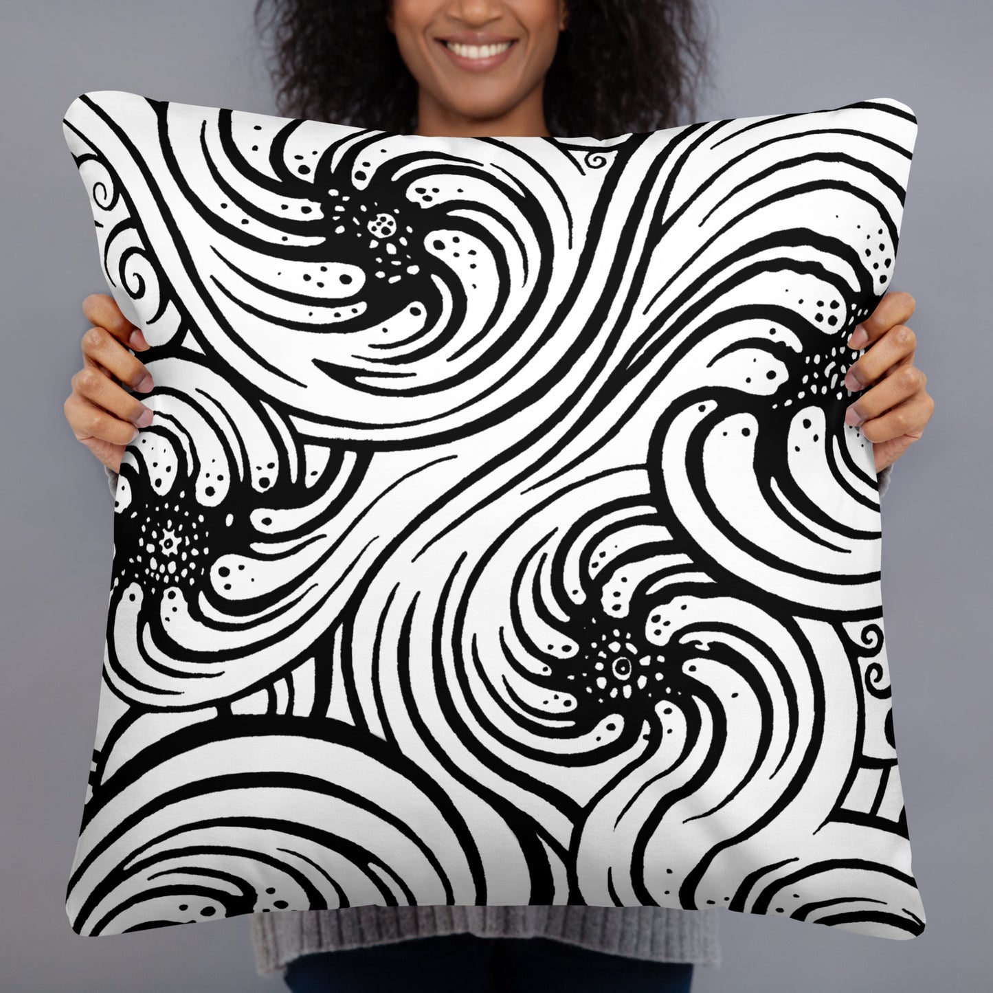 Basic Pillow : Cosmic Swirl - White w/ Black print