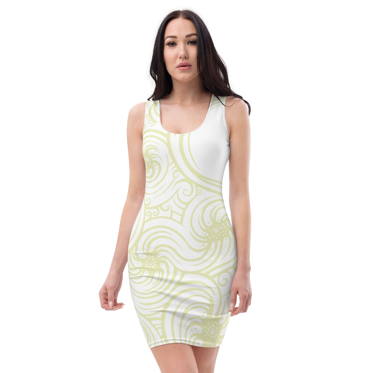 Bodycon Dress : Cosmic Swirl - White w/ Cream