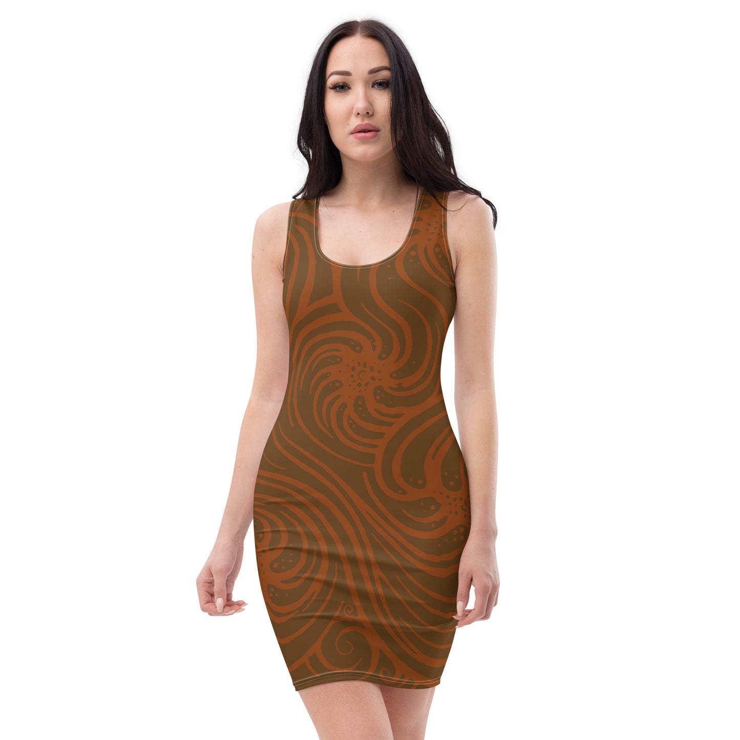 Bodycon Dress : Cosmic Swirl - Brown w/ Rust