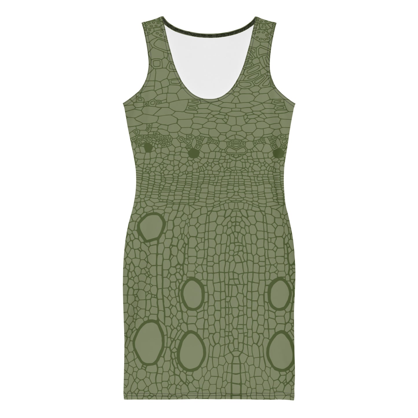 Bodycon Dress : Hemp Cell - Sage w Green print