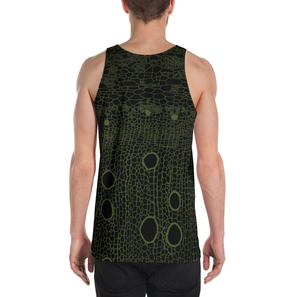 Unisex Tank Top AOP : Hemp Cell - Black w/ Olive (all over print)