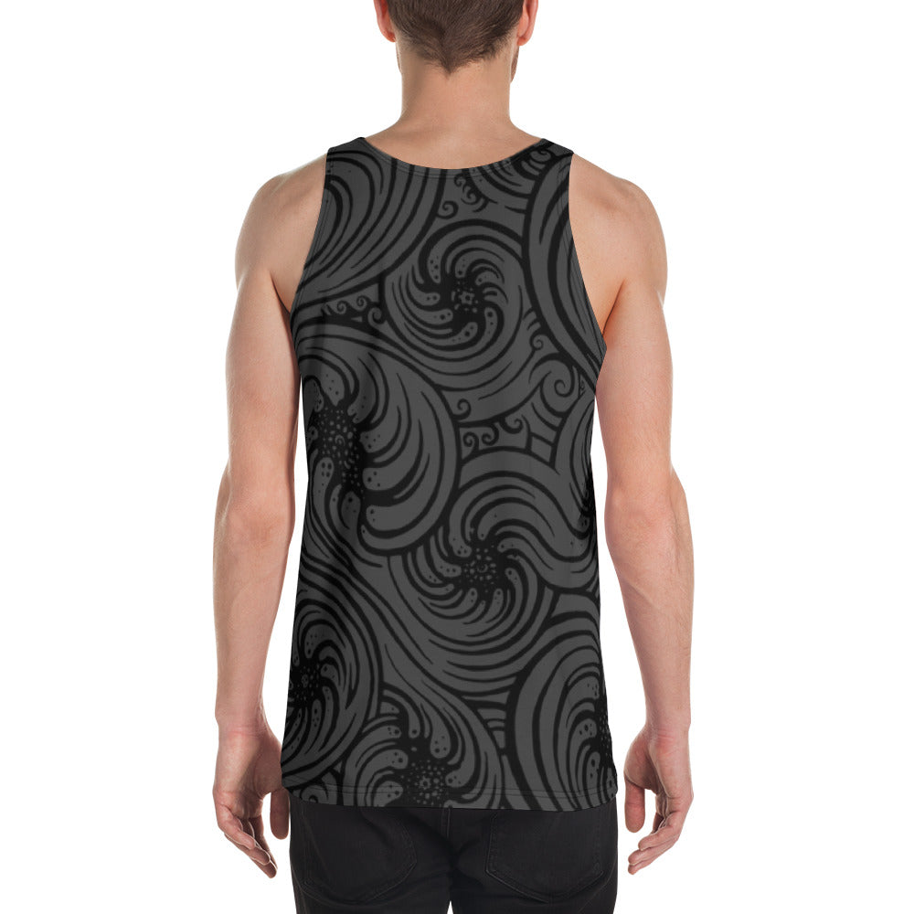Unisex Tank Top : Cosmic Swirl - Gray w/ Black AOP (All over print)