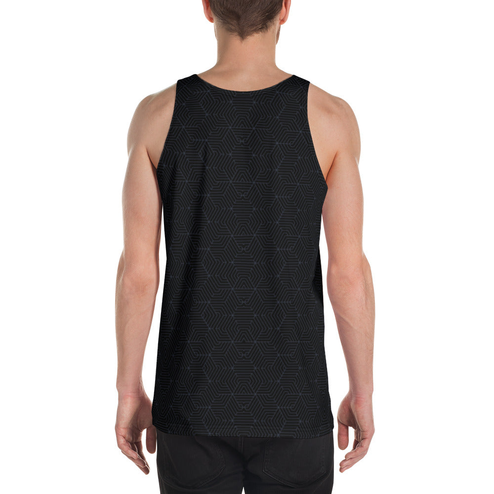 Unisex Tank Top : Hexacubes - Black w/ Teal AOP (All over print)