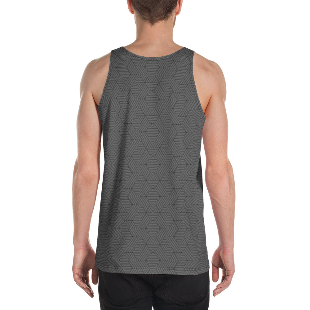 Unisex Tank Top : Hexacubes - Gray w/ Black AOP (All over print)