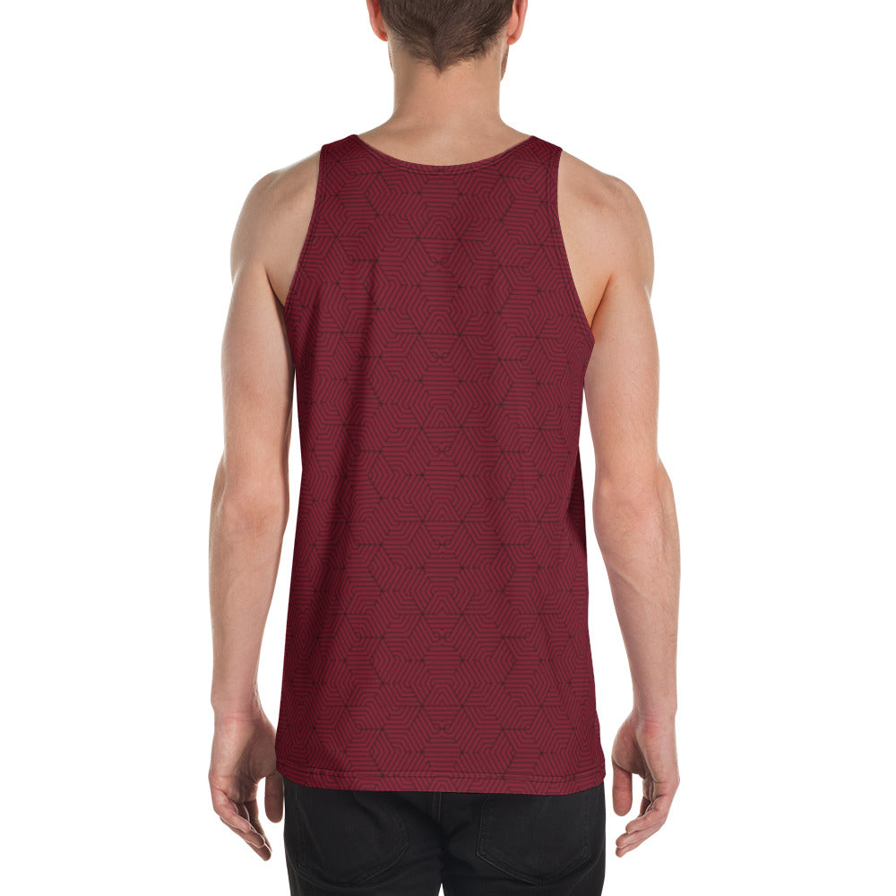 Unisex Tank Top : Red w/ Black AOP (All over print)