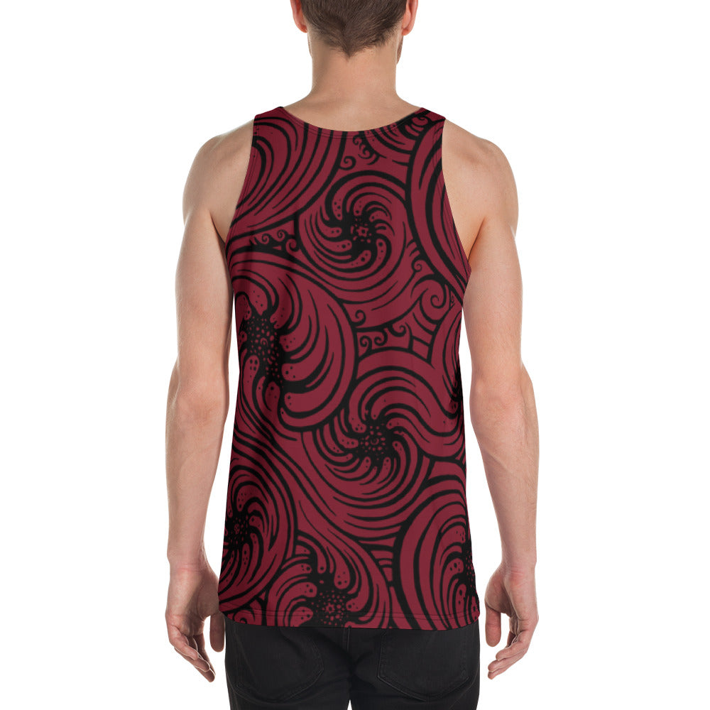 Unisex Tank Top : Cosmic Swirl - Red w/ Black AOP (All over print)