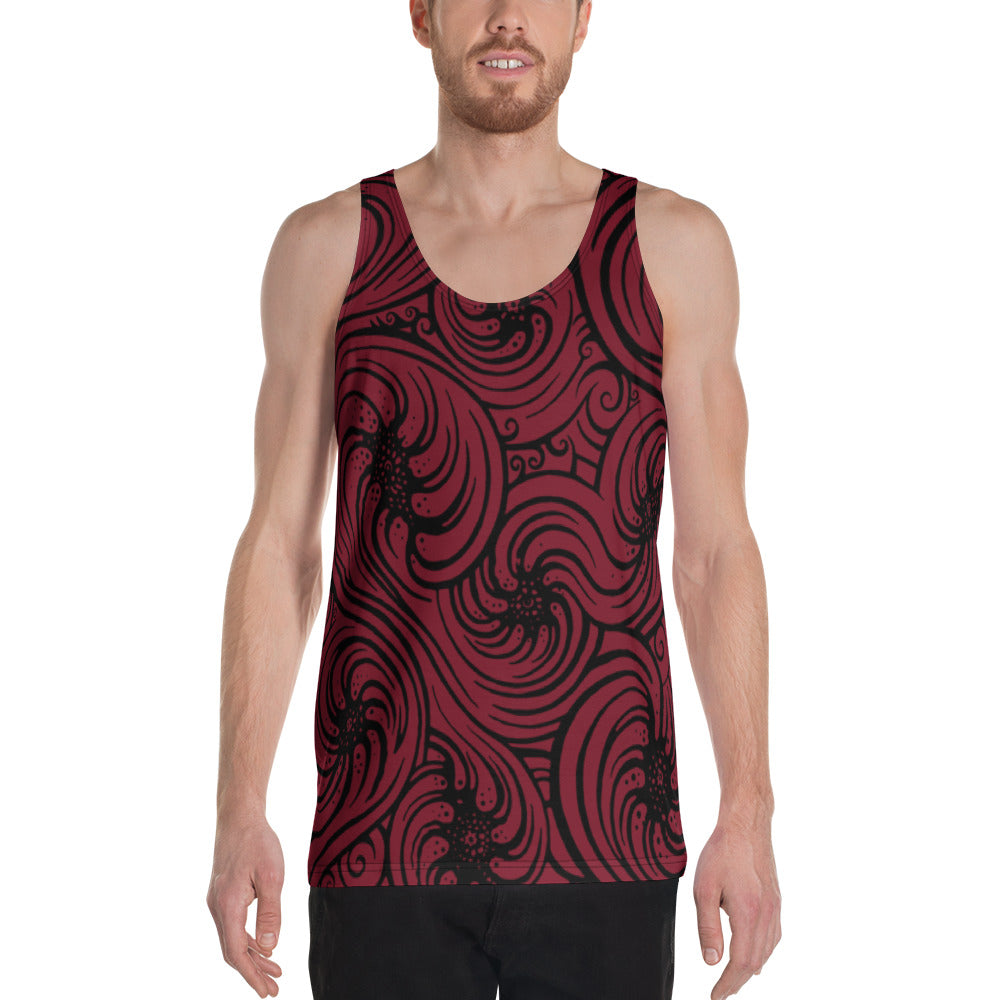 Unisex Tank Top : Cosmic Swirl - Red w/ Black AOP (All over print)