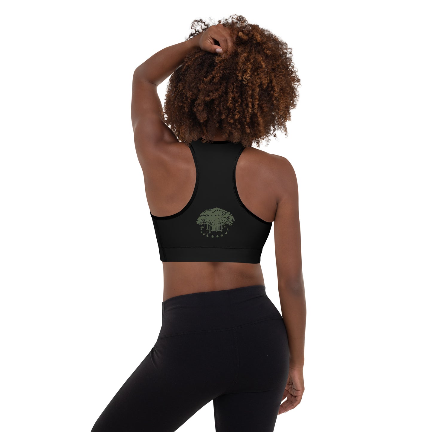 Padded Sports Bra : Communitree - Green Print