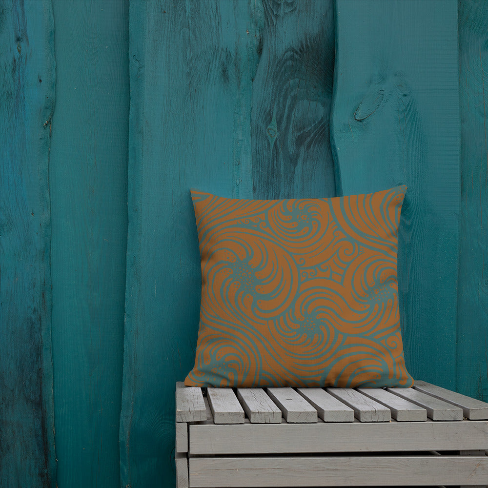 Premium Pillow : Cosmic Swirl - Gold w/ Teal print